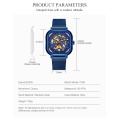 2019 Fashion Blue Steel Skeleton Automatic Mechanical Watch BIDEN 0196 Men Mesh Strap Sport Business Wrist Watches